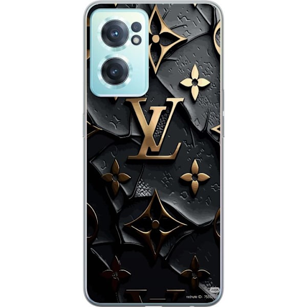 OnePlus Nord CE 2 5G Genomskinligt Skal Louis Vuitton Dark Mode Design Svart Lyx Stil Fashion Populärt Grafiskt Mönster Modeikon Lyxmärke