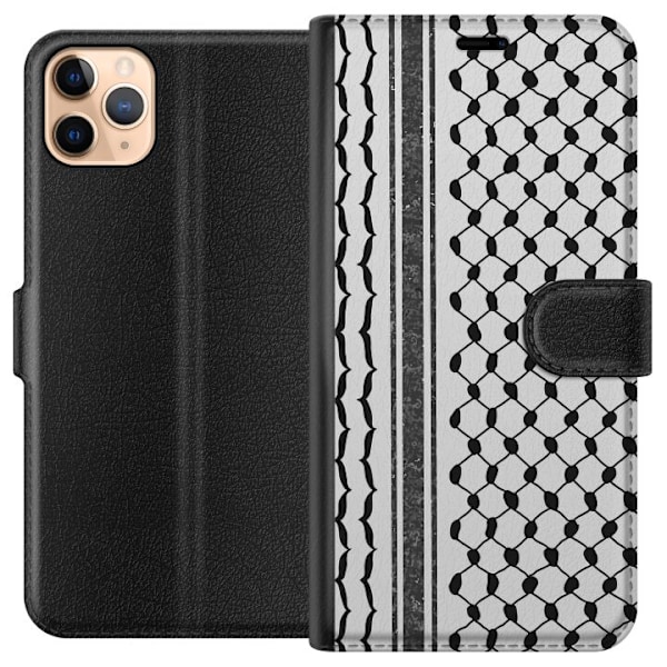 Apple iPhone 11 Pro Max Lompakkokotelo Palestiinalainen kuvio - perinteiseen tyyliin inspiroima keffiyeh-kangas