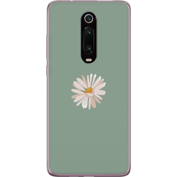 Xiaomi Mi 9T Pro  Läpinäkyvä kuori Vihreä Minimalikukka - tyylikäs kukka vihreällä taustalla
