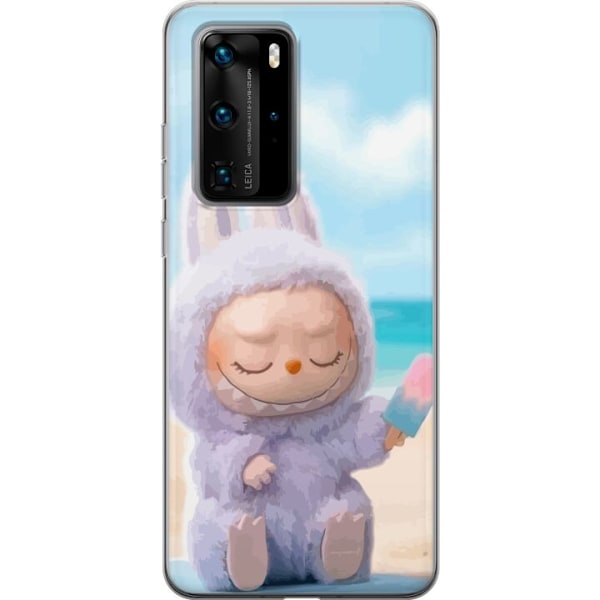 Huawei P40 Pro Genomskinligt Skal Labubu Pink Mood – Rosa mo