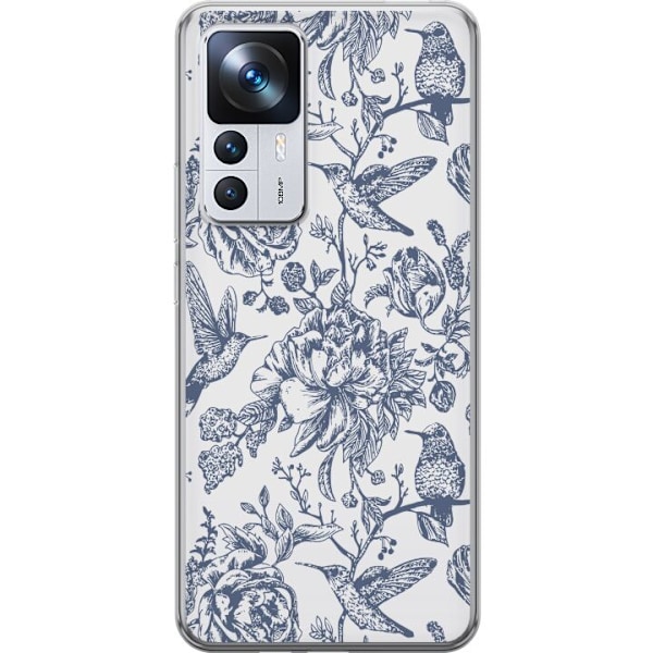 Xiaomi 12T Genomskinligt Skal Blomster & Fåglar – romantiskt mönster i vintage-stil