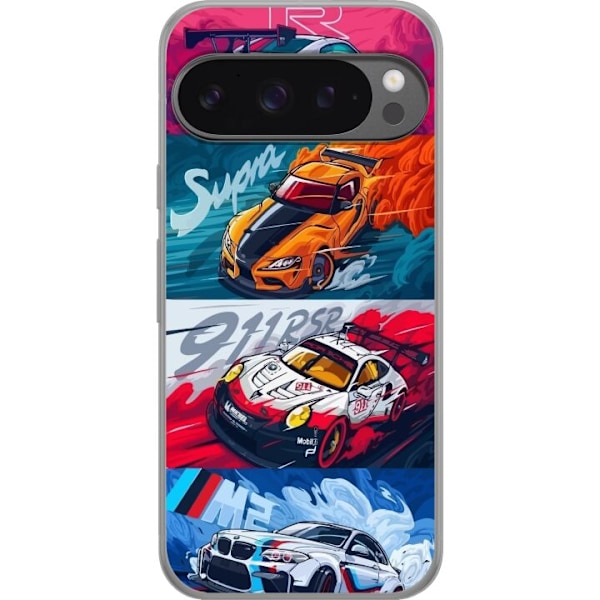 Google Pixel 9 Pro XL Läpinäkyvä kuori Nopeat Autot - Piirr