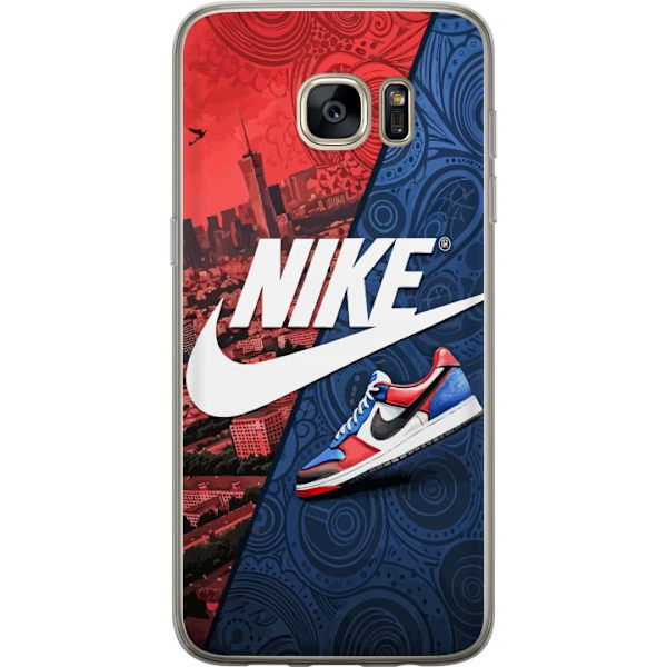 Samsung Galaxy S7 edge Genomskinligt Skal Nike Logotyp Röd Blå Sneaker Stil Sport Fashion Populärt Swoosh Motiv Träningskläder Grafisk Ikon