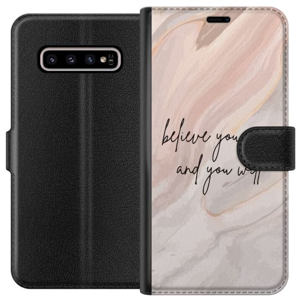 Kompatibelt Lommeboketui til Samsung Galaxy S10+ Tekst