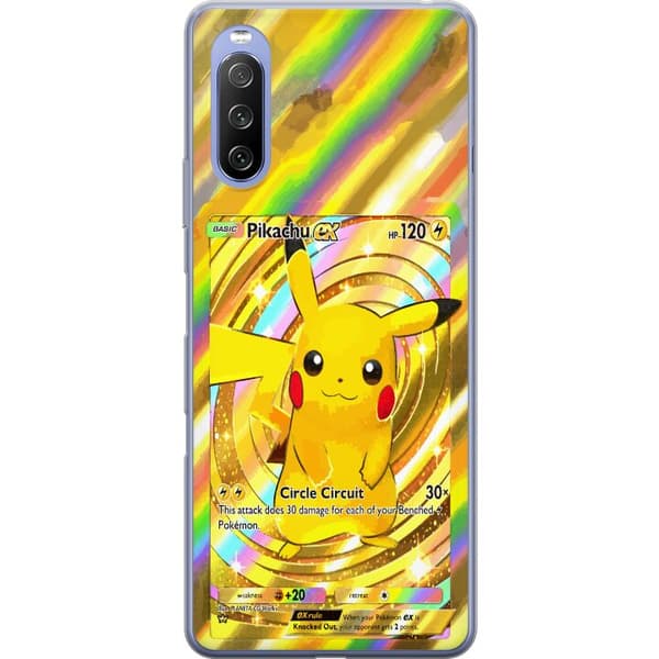 Kompatibelt Mobildeksel til Sony Xperia 10 III Lite Gullig Pikachu EX samlebilde med regnbueeffekter gull