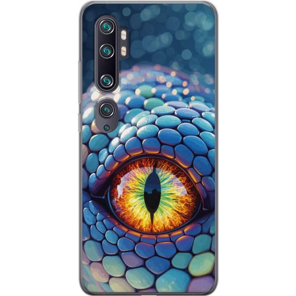 Kompatibelt Mobildeksel til Xiaomi Mi Note 10 Nærbilde av en blå drakes øye med fargerik iris blå