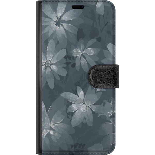 Apple iPhone 16 Plånboksfodral Blommor Grå / Blå