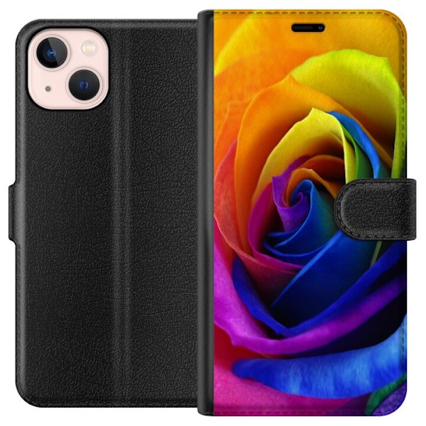 Apple iPhone 13 Tegnebogsetui Regnbue Rose