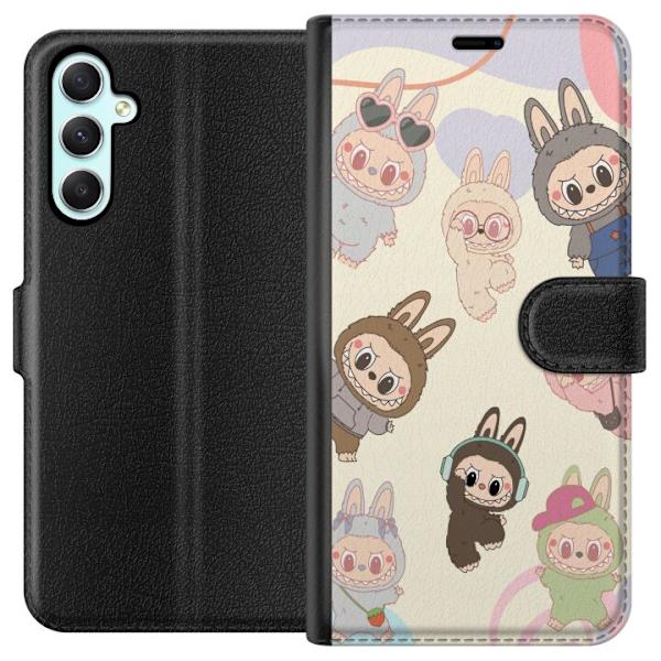 Samsung Galaxy A34 Plånboksfodral Labubu Pop Mart Kollektion Motiv Figur Samling Design Populärt Art Toy Pop Mart Kreativ Grafiskt
