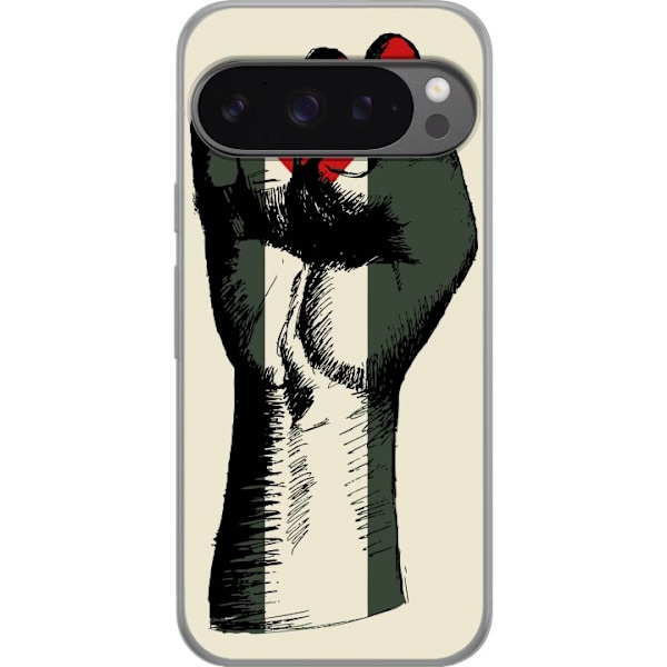 Google Pixel 9 Pro XL Gennemsigtig cover Hånd bundet i Palæstinas farver - kraftfuldt symbol for frihedsbevægelsen
