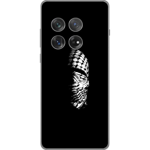 OnePlus 12 Gennemsigtig cover Keffiyeh-mønster - klassisk sort-hvid palæstinensisk tørklæde med kulturel betydning