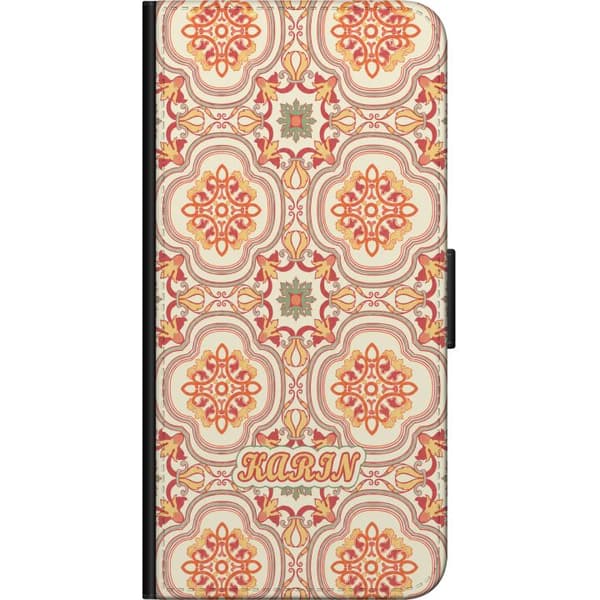 Kompatibelt Plånboksfodral till Huawei P40 lite E Korallfärgade ornament orange