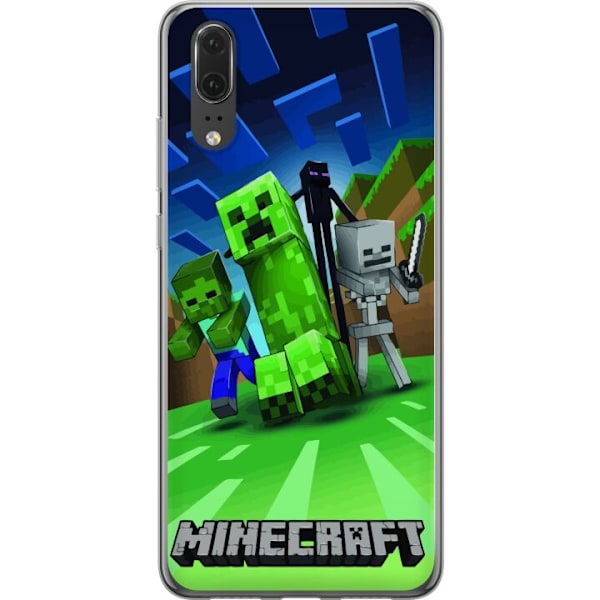 Huawei P20 Genomskinligt Skal Minecraft Creeper mobilskal i klassisk grön pixelstil
