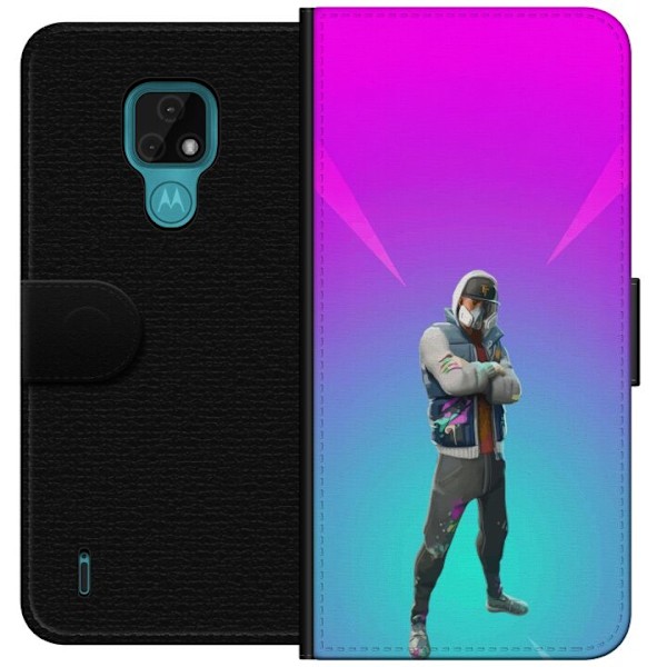 Motorola Moto E7 Tegnebogsetui sort ridder fortnite