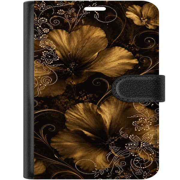 Kompatibel Tegnebogsetui til Apple iPhone Duo Guldfarvede blomster guld