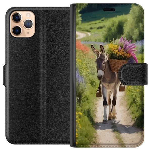 Apple iPhone 11 Pro Max Plånboksfodral Åsna Djurmotiv Rolig Design Naturmotiv Populär Dekor Humor Grafiskt Djurtema Exotiskt