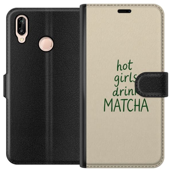 Kompatibel Tegnebogsetui til Huawei P20 lite Matcha-piger beige