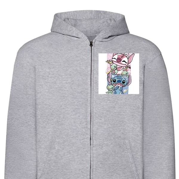 Zip-Hoodie | Hættetrøje med Lynlås til Voksne Stitch grå XXL