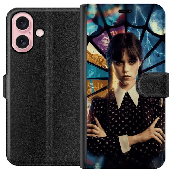 Apple iPhone 16 Lompakkokotelo Wednesday Addams