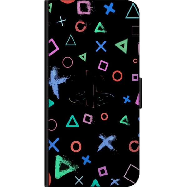 Kompatibel Tegnebogsetui til OnePlus 9 Pro Retro-gaming-symboler i neon på sort baggrund