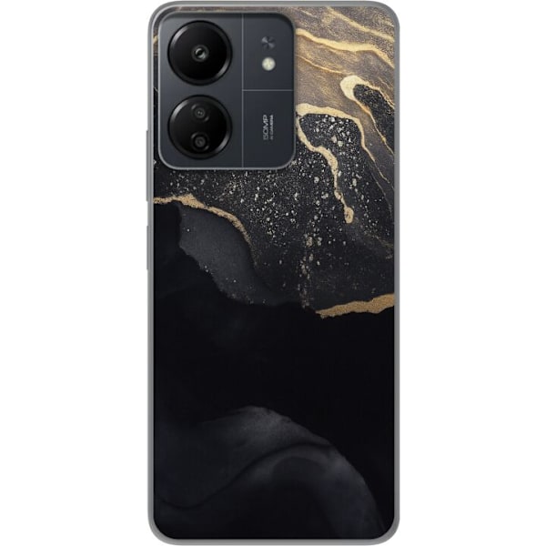 Xiaomi Redmi 13C Genomskinligt Skal Svart guld abstrakt