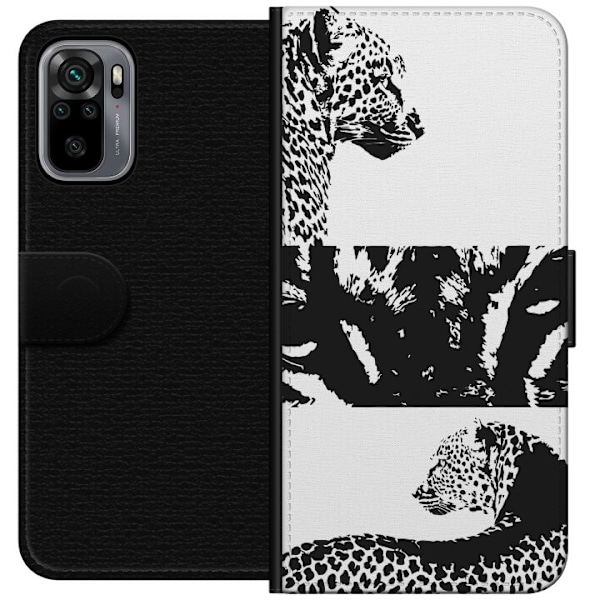 Xiaomi Redmi Note 10S Lompakkokotelo Leopard Faces