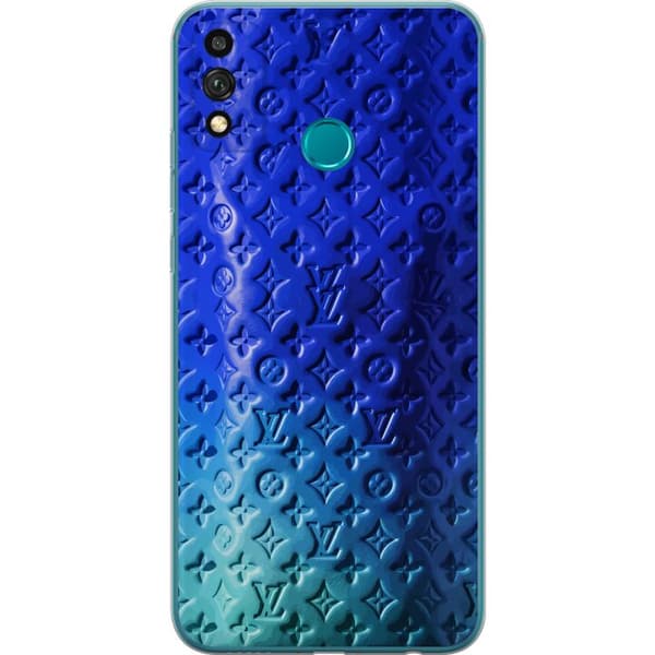 Kompatibelt Mobildeksel til Honor 9X Lite Blått luksuriøst monogrammønster med elegant preget tekstur blå