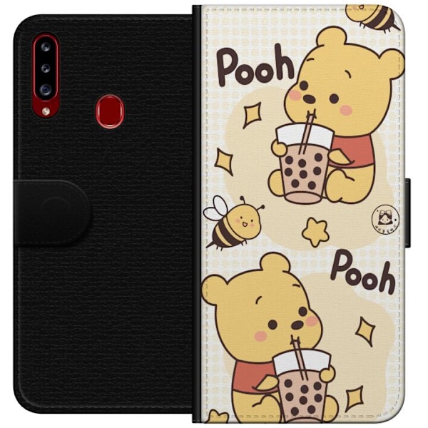 Samsung Galaxy A20s Lompakkokotelo Nalle Pooh - klassinen karhumotiivi uudessa tulkinnassa
