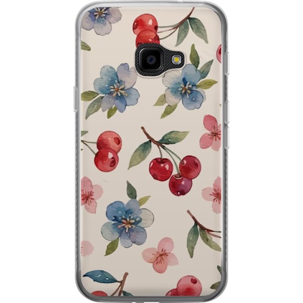 Samsung Galaxy Xcover 4 Gennemsigtig cover Bær & Blomster - mønster med blå blomster og skovbær