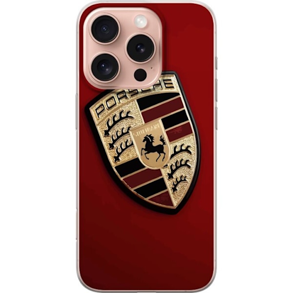Apple iPhone 16 Pro Gennemsigtig cover Mobil etui med stilfuld Porce-logo i sort og hvid