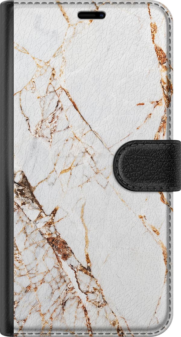 Kompatibelt Lommeboketui til Apple iPhone SE (2016) Gylden elfenbensmarmor hvit
