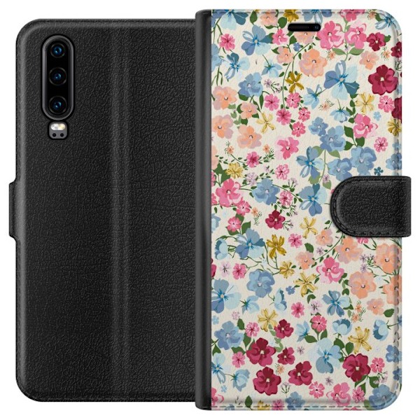Huawei P30 Plånboksfodral Blommor