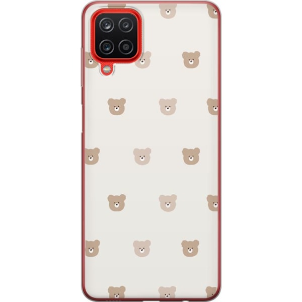 Samsung Galaxy A12 Läpinäkyvä kuori Teddy-tausta - söpöt