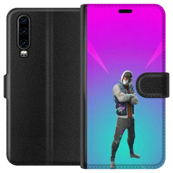Huawei P30 Tegnebogsetui sort ridder fortnite