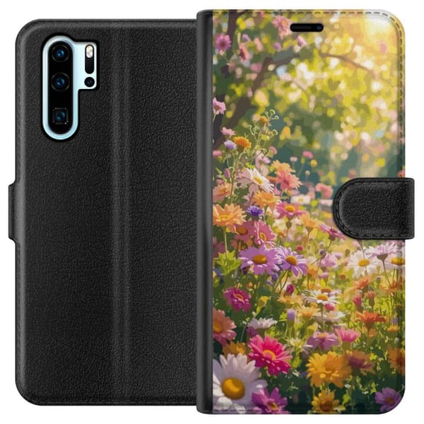 Kompatibelt Lommeboketui til Huawei P30 Pro Blomstermønster
