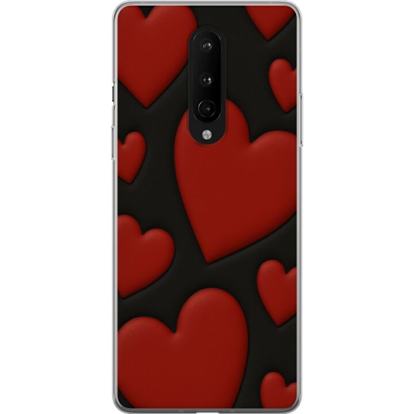 OnePlus 8 Läpinäkyvä kuori Punaiset Samettisydämet