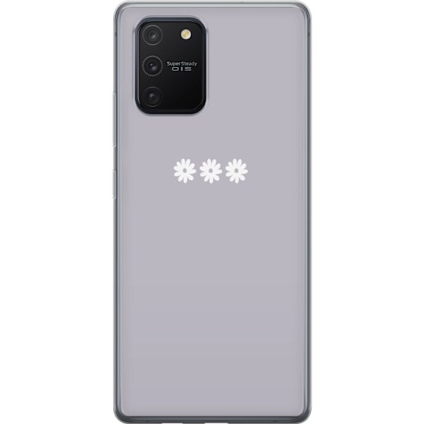 Samsung Galaxy S10 Lite Genomskinligt Skal Lila Blomminimalism – stilrent blommotiv på lila bakgrund