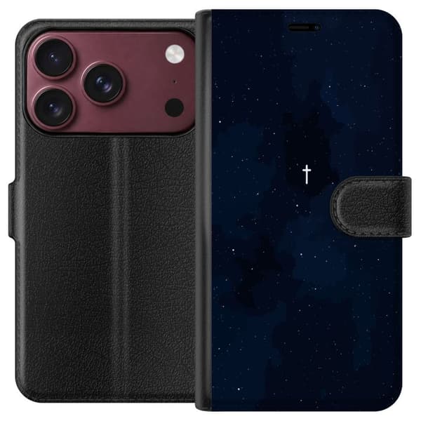 Kompatibelt Plånboksfodral till Apple iPhone 18 Pro Max Vitt kors på stjärnhimmel blå