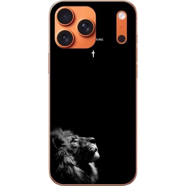 Kompatibelt Mobildeksel til Apple iPhone 18 Pro Max Lejon med Jesus is King citat svart