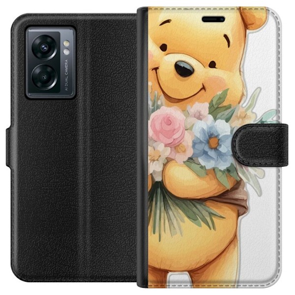 OnePlus Nord N300 Plånboksfodral Nalle Puh med blommor – klassisk barnfavorit i blommande vårmiljö
