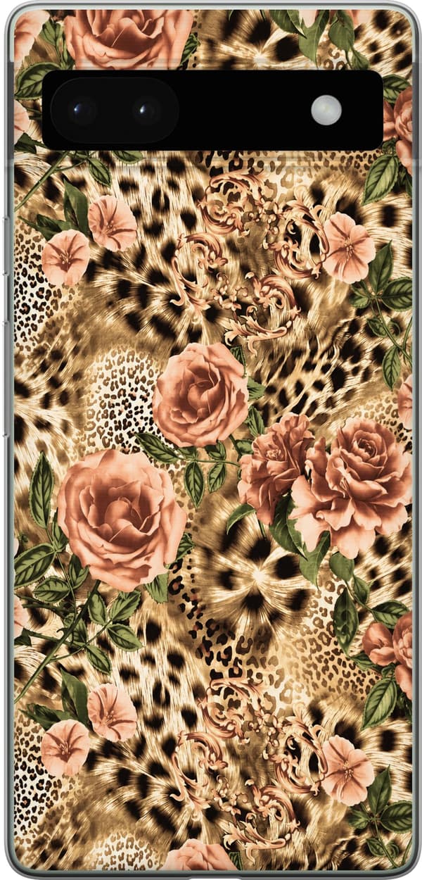 Kompatibel Mobilcover til Google Pixel 6a Brune leopardroser brun