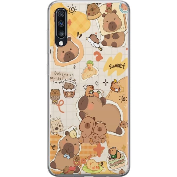 Samsung Galaxy A70 Genomskinligt Skal Kawaii capybara mobilskal med gulliga djurmotiv