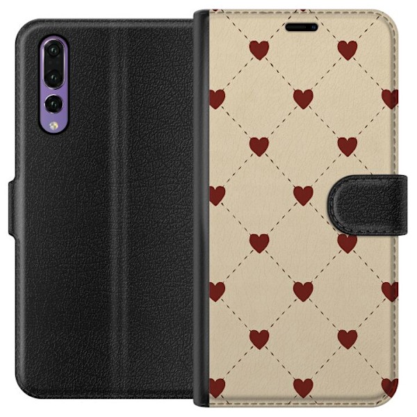 Huawei P20 Pro Tegnebogsetui Hjertegitter