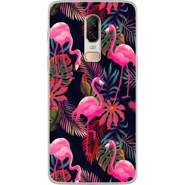 OnePlus 6 Läpinäkyvä kuori Flamingo