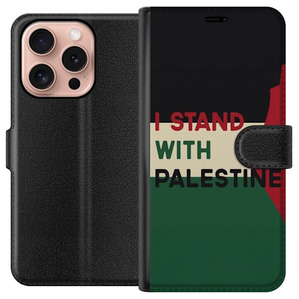 Apple iPhone 16 Pro Tegnebogsetui Stå sammen med Palæstina - solidaritetsdesign med en stærk besked