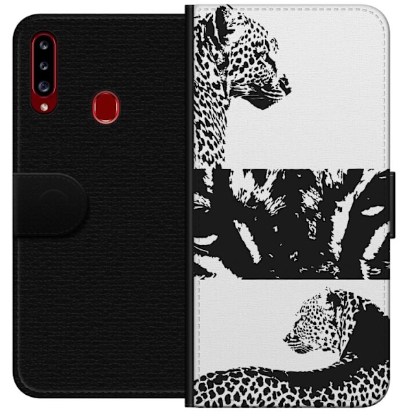 Samsung Galaxy A20s Tegnebogsetui Leopard Faces