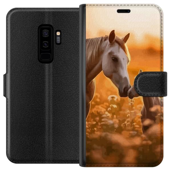 Kompatibelt Plånboksfodral till Samsung Galaxy S9+ Hästar