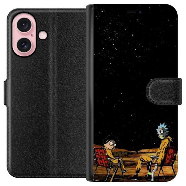 Apple iPhone 16 Lompakkokotelo Rick ja Morty