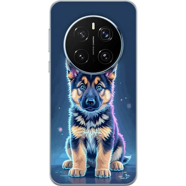Kompatibelt Mobildeksel til Honor Magic7 Pro Neonlyst schäfervalp med blå og lilla lys-effekter blå