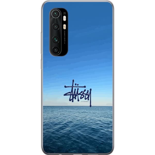 Kompatibelt Mobildeksel til Xiaomi Mi Note 10 Lite Havspanorama med blå himmel og stilig surf-inspirert logo blå